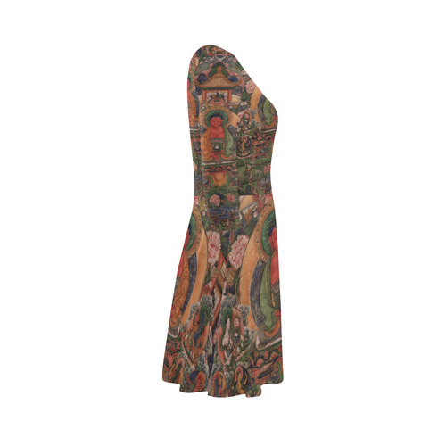 Buddha Amitabha in His Pure Land of Suvakti 3/4 Sleeve Sundress (D23)