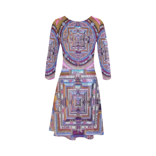 Buddhist Kalachakra Mandala 3/4 Sleeve Sundress (D23)