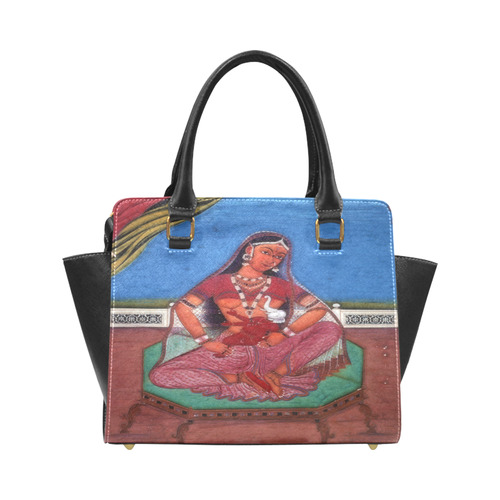 Deity Parvati with her Son Ganesha Rivet Shoulder Handbag (Model 1645)