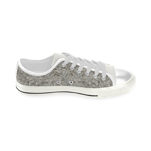 Silver Tropical Print Low Top Canvas Shoes for Kid (Model 018)