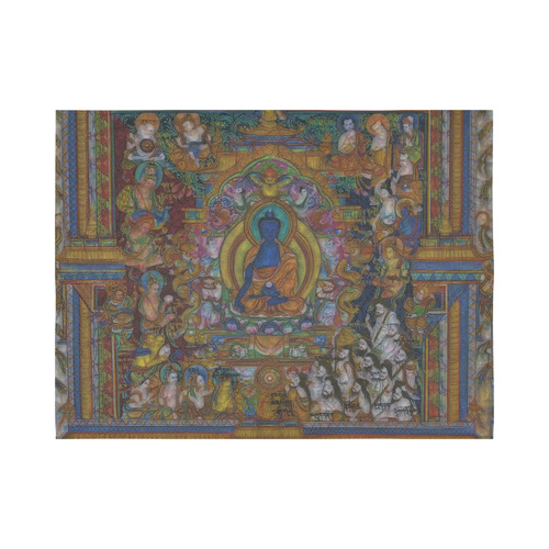 Awesome Thanka With The Holy Medicine Buddha Cotton Linen Wall Tapestry 80"x 60"