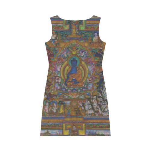 Awesome Thanka With The Holy Medicine Buddha Round Collar Dress (D22)