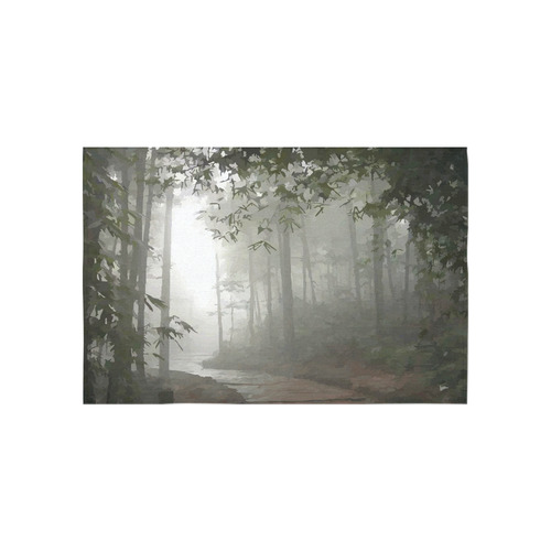 Landscape Forest Path in Foggy Mist Cotton Linen Wall Tapestry 60"x 40"