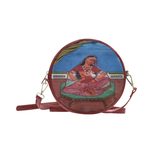 Deity Parvati with her Son Ganesha Round Sling Bag (Model 1647)