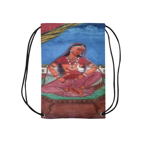 Deity Parvati with her Son Ganesha Small Drawstring Bag Model 1604 (Twin Sides) 11"(W) * 17.7"(H)