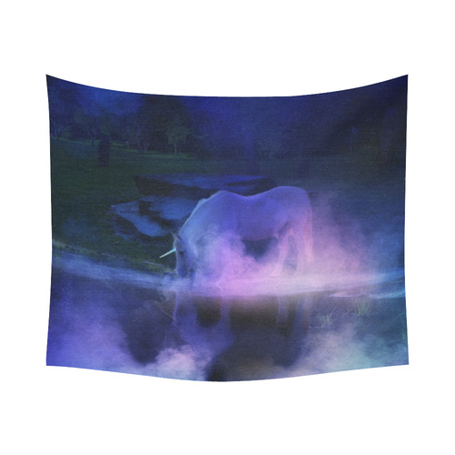 An Awesome Unicorn Beside A Magic Lake Cotton Linen Wall Tapestry 60"x 51"