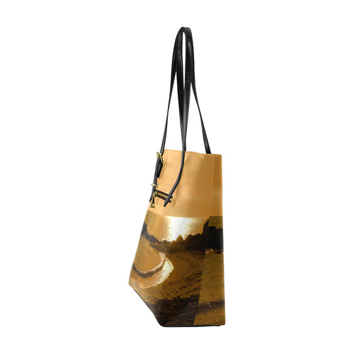 Cliffs on Beach at Sunset Landscape Euramerican Tote Bag/Small (Model 1655)