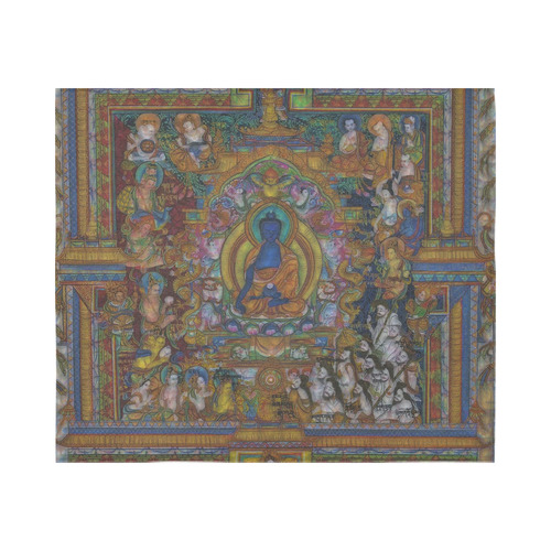 Awesome Thanka With The Holy Medicine Buddha Cotton Linen Wall Tapestry 60"x 51"