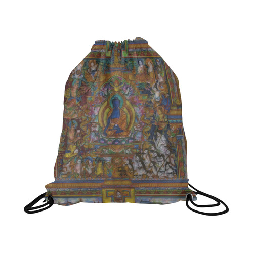 Awesome Thanka With The Holy Medicine Buddha Large Drawstring Bag Model 1604 (Twin Sides)  16.5"(W) * 19.3"(H)