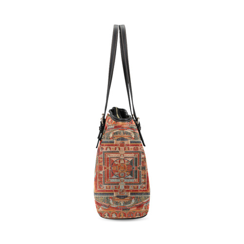 Mandala  of  Bodhisattva of Transcendent Wisdom Leather Tote Bag/Small (Model 1640)