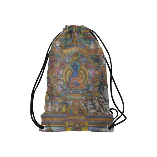 Awesome Thanka With The Holy Medicine Buddha Small Drawstring Bag Model 1604 (Twin Sides) 11"(W) * 17.7"(H)