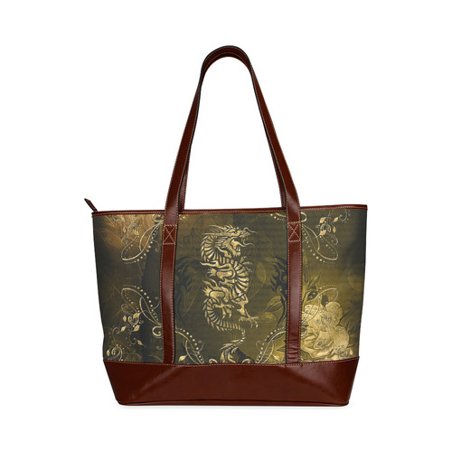 Wonderful chinese dragon in gold Tote Handbag (Model 1642)