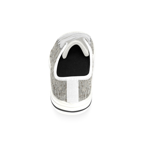 Silver Tropical Print Low Top Canvas Shoes for Kid (Model 018)