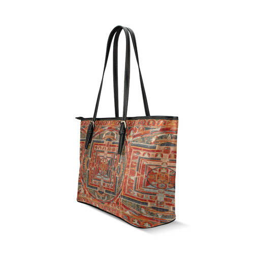 Mandala  of  Bodhisattva of Transcendent Wisdom Leather Tote Bag/Small (Model 1640)