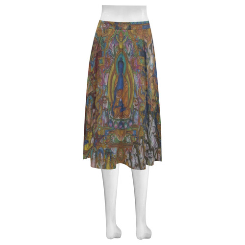 Awesome Thanka With The Holy Medicine Buddha Mnemosyne Women's Crepe Skirt (Model D16)