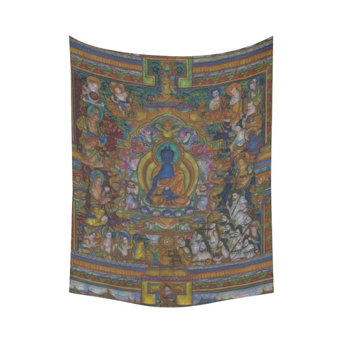 Awesome Thanka With The Holy Medicine Buddha Cotton Linen Wall Tapestry 60"x 80"