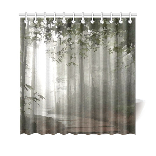 Landscape Forest Path in Foggy Mist Shower Curtain 69"x70"