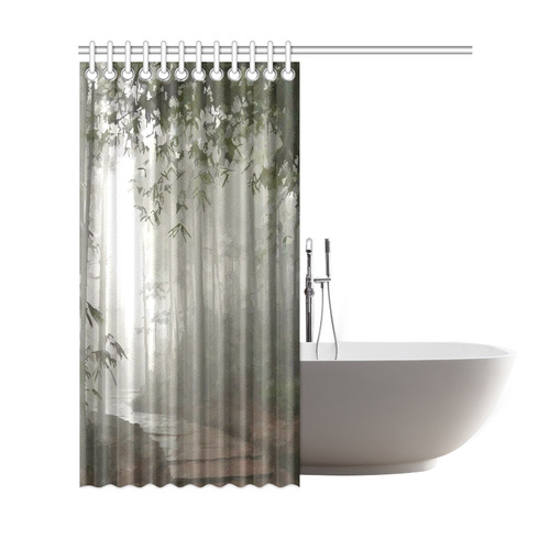 Landscape Forest Path in Foggy Mist Shower Curtain 69"x72"