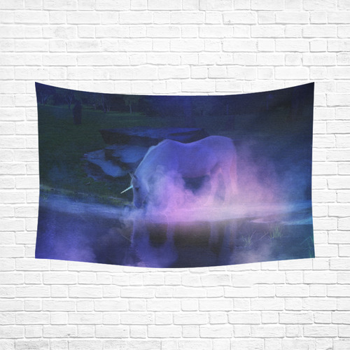 An Awesome Unicorn Beside A Magic Lake Cotton Linen Wall Tapestry 90"x 60"