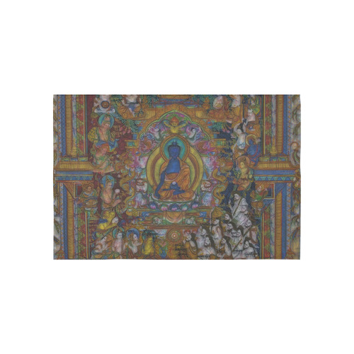 Awesome Thanka With The Holy Medicine Buddha Cotton Linen Wall Tapestry 60"x 40"