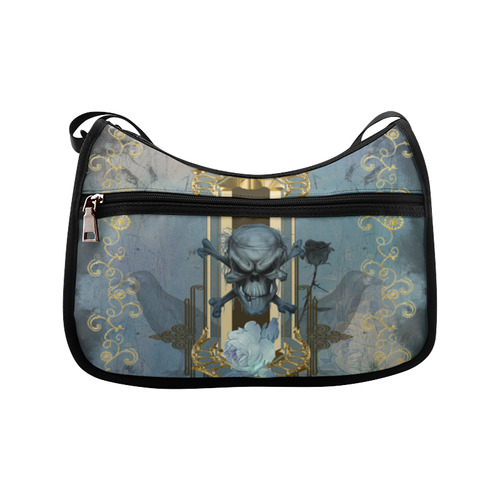 The blue skull with crow Crossbody Bags (Model 1616)