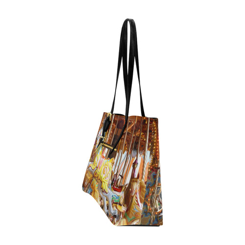 Colorful Carousel Horses Merry Go Round Euramerican Tote Bag/Large (Model 1656)