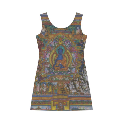 Awesome Thanka With The Holy Medicine Buddha Bateau A-Line Skirt (D21)