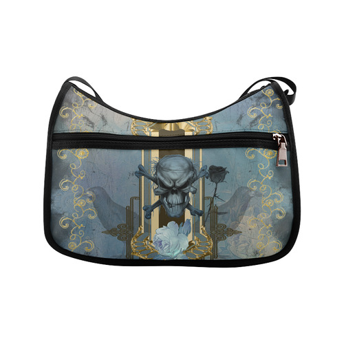 The blue skull with crow Crossbody Bags (Model 1616)