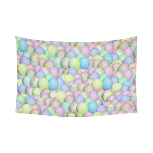 Pastel Colored Easter Eggs Cotton Linen Wall Tapestry 90"x 60"