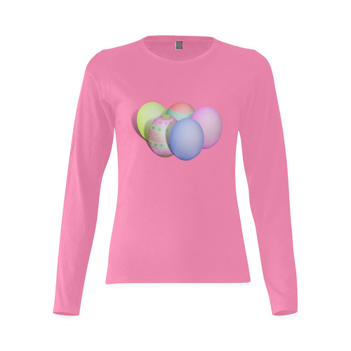Pastel Colored Easter Eggs Sunny Women's T-shirt (long-sleeve) (Model T07)