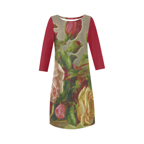 Beautiful Awesome Vintage Roses Round Collar Dress (D22)
