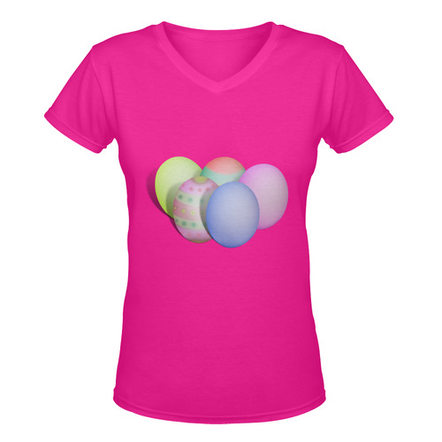 Pastel Colored Easter Eggs Women's Deep V-neck T-shirt (Model T19)