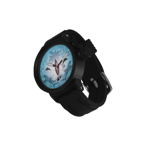 Surfing, surfboard and sharks Men's Sports Watch(Model 309)