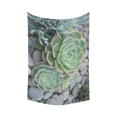 Beautiful Green Cactus Zen Landscape Cotton Linen Wall Tapestry 90"x 60"