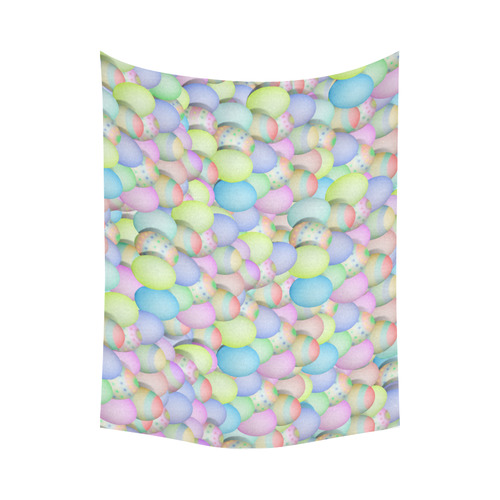 Pastel Colored Easter Eggs Cotton Linen Wall Tapestry 80"x 60"