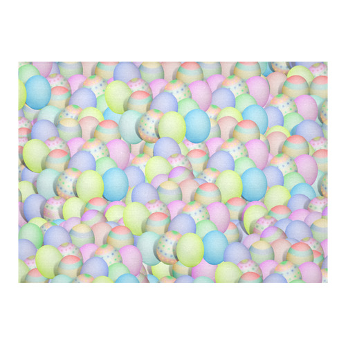 Pastel Colored Easter Eggs Cotton Linen Tablecloth 60"x 84"