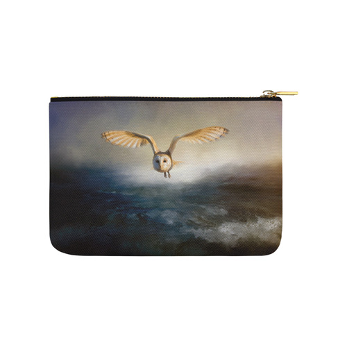 An barn owl flies over the lake Carry-All Pouch 9.5''x6''