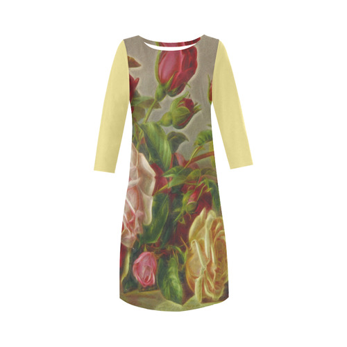 Beautiful Awesome Vintage Roses Round Collar Dress (D22)