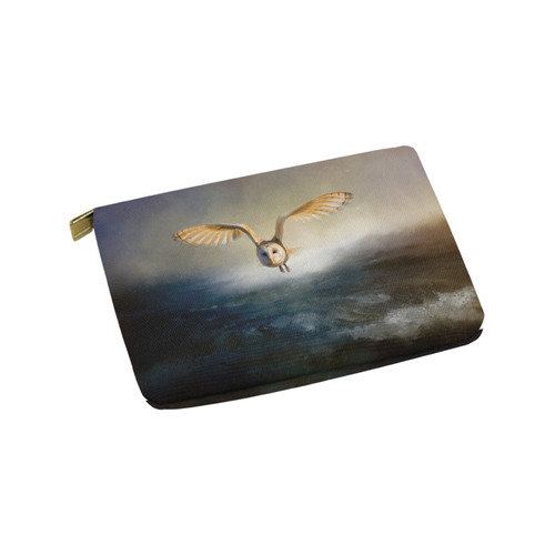 An barn owl flies over the lake Carry-All Pouch 9.5''x6''