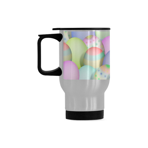 Pastel Colored Easter Eggs Travel Mug (Silver) (14 Oz)