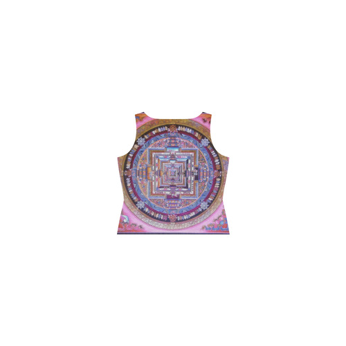Buddhist Kalachakra Mandala Sleeveless Splicing Shift Dress(Model D17)