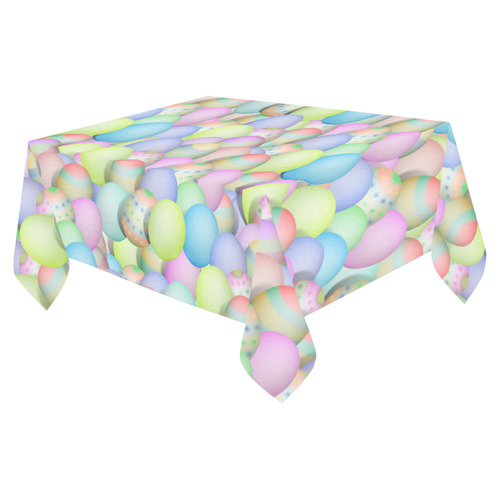 Pastel Colored Easter Eggs Cotton Linen Tablecloth 52"x 70"