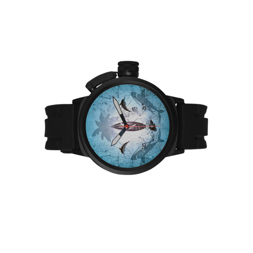 Surfing, surfboard and sharks Men's Sports Watch(Model 309)