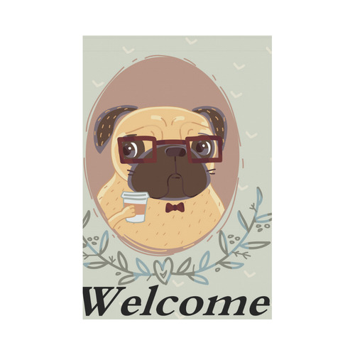 Welcome Pug Garden Flag 12‘’x18‘’（Without Flagpole）