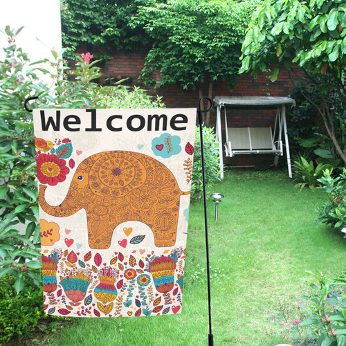 Welcome Elephant Garden Flag 12‘’x18‘’（Without Flagpole）