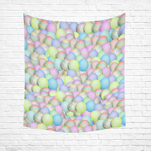 Pastel Colored Easter Eggs Cotton Linen Wall Tapestry 51"x 60"