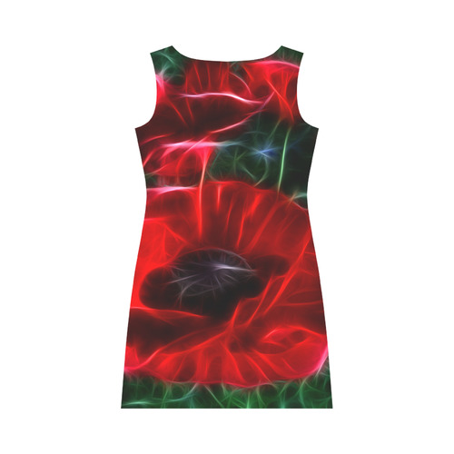 Wonderful Poppies In Summertime Round Collar Dress (D22)