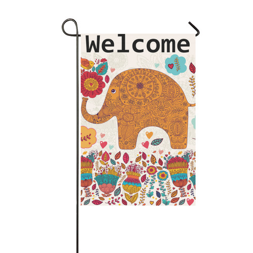 Welcome Elephant Garden Flag 12‘’x18‘’（Without Flagpole）