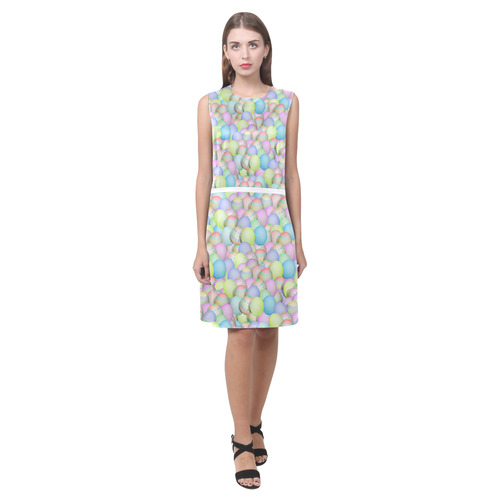 Pastel Colored Easter Eggs Eos Women's Sleeveless Dress (Model D01)