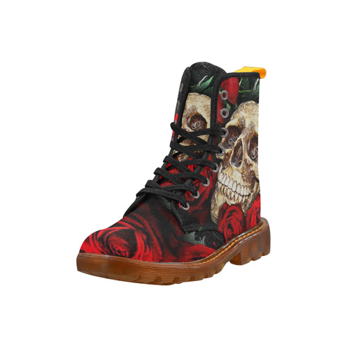 Skull with Flower Martin Boots For Women Model 1203H